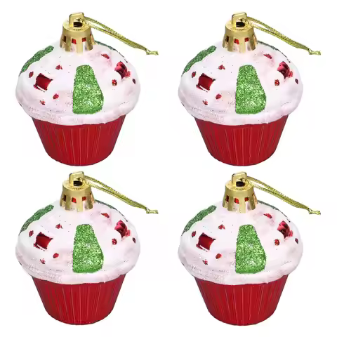 4 Pcs Christmas Tree Hanging naments ABS Xmas Decorations Cake Shape Tree Table Fireplace Gift Relat