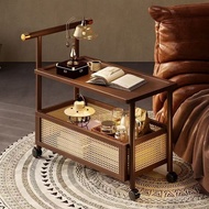 Small Coffee Table for Home Use, Light Luxury Snack Sofa, Living Room Small Trolley with Wheels, Sto