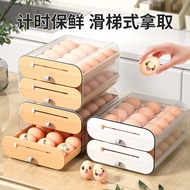 AT-🌞Refrigerator Egg Storage Box Drawer-Type Transparent Crisper Kitchen Automatic Egg Rolling Plastic Double-Layer Drop