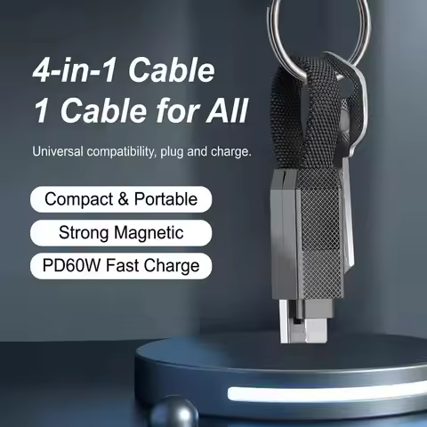 4 in 1 Multi Functional Magnetic Type-C Woven Charging Data Cable Lightning Durable fasting USB C Co