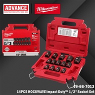 Milwaukee 49-66-7013 14 Pcs Shockwave 1/2" Drive Metric Standard Impact Wrench Socket Set / 6 Point