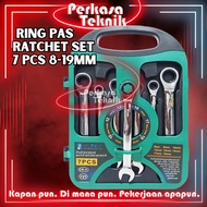 BELTER Ratchet Ring Spanner set 7 Pcs 8-19mm Mirror Ratchet Spanner