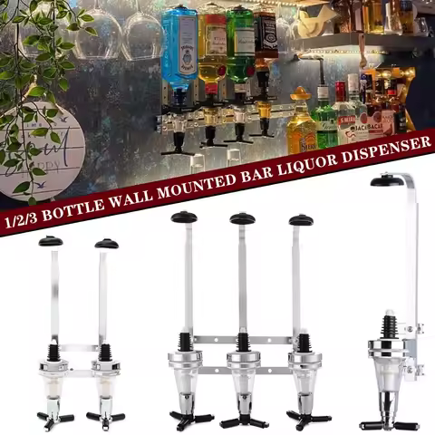 Wall-Mounted 1/2/3 Bottle Liquor Dispenser Cocktail Alcohol Drink Bottle Wine Rack 1-3 Shot Bar Beve