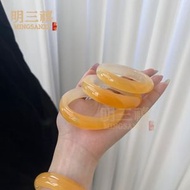 黃龍玉手鐲 冰種玉鐲 女玉石手鐲 黃玉翡翠黃色黃翡翠金絲玉