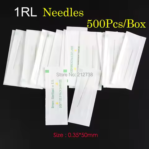 Free Shipping 1RL 500Pcs Sterilized Stainless Steel Permanent Makeup Needles Normal Needles Eyebrow-