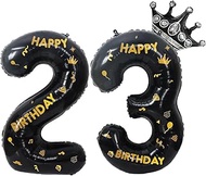 40 Inch Black Foil Balloon Number 23,Crown 23th Birthday Party Decorative Balloons,Number Large Numb
