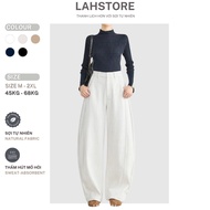 LAHSTORE high-quality raw linen wide-leg straight pants with high waist high crotch QD15 (White)