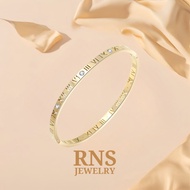 [Ready Stock] RNS Titanium Gold Plated Bangle Diamond Rome Numbers Vintage Fashion Gold Gelang Ranta