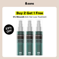 [Buy 2 Get 1 Free] andSons 3x Growell Scalp Lotion 5% Minoxidil Hair Growth Anti Hair Loss Tonic (3x