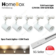 HomeBox [BUNDLE OF 5 +1] 5pcs LED Track Light + 1.5M Track Rail, 6W | 8W GU10 LED Spot light TL18