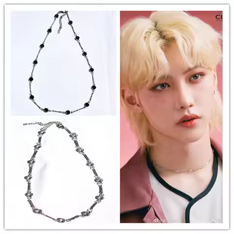 Korean Wave Summer New SK Felix Hwang Hyun Jin Twist Fine Chain Inlaid Zircon Necklace Celebrity Des
