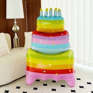 61 inches three layers Stand Colorful Rainbow Candle cake party decoration aluminum foil balloon