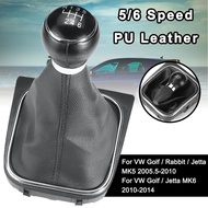 Car 5/6 Speed Leather Gear Shift Knob Stick Pens Dust Cover For VW Golf MK5 MK6 Golf 5 6 Rabbit Jett