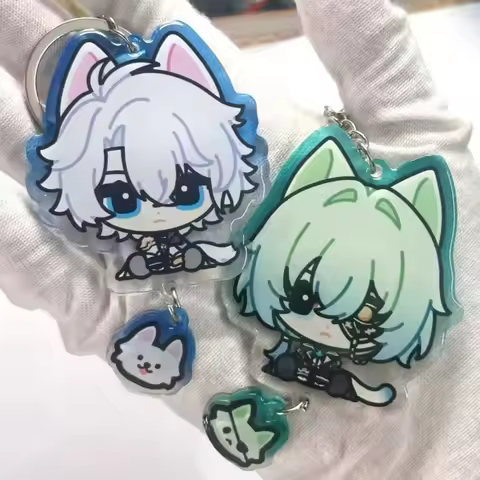 Honkai Star Rail Animals Ear Anime Keychain Phainon Acrylic Key Chains Anaxa Car Key Ring Women Bag 