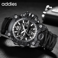{Miracle Watch Store} ใหม่ Addies นาฬิกาผู้ชายกีฬากลางแจ้งนาฬิกาข้อมือมัลติฟังก์ชั่นเข็มทิศควอตซ์กันน้ำจอแสดงผล LED นาฬิกา Reloj Hombre