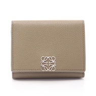 【二手】 LOEWE Anagram 三折錢包，灰褐色皮革，女款，二手 B