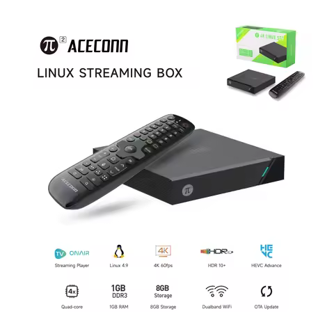 ACECONN Pi2 Linux 4K HD Super box IPTV TV Box - Full Format Decoding & Learning Remote Control STB P