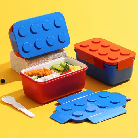 Creative Lunch Box Color Building Blocks Bento Box For Children's Student Portable Outdoor Picnic Fr