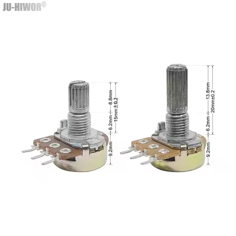 2pcs WH148 15mm 20mm Shaft 3Pin Linear Taper Rotary Potentiometer Resistor 1K 2K 10K 20K 50K 100K 1M