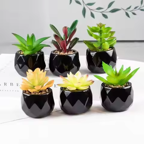Artificial Succulent Bonsai Plants With Pottery Pot For Room Decoration Office Table Home Garden Dec