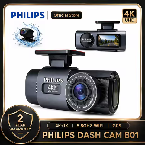 PHILIPS Dash Cam B01 4K+1K HDR Front and Rear Dual Camera 2.4GHz & 5GHz WiFi GPS 24H Parking Monitor