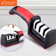 3-Stage Kitchen Knife Sharpener Tool – Household Manual Sharpening Gadget with Non-Slip Handle