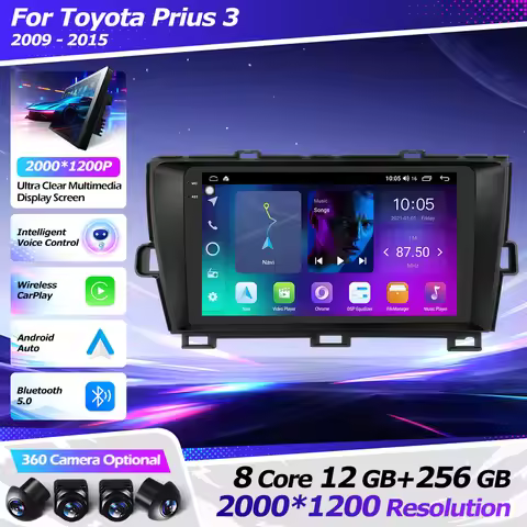 For Toyota Prius 3 2009-2015 Car Radio Android 16 GPS Navigation Auto Wireless Carplay Multimedia Pl