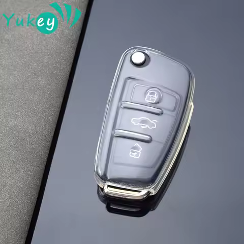 For Audi A1 A3 8P A4 A5 A6 C7 A7 S3 S7 S8 R8 Q2 Q3 Q5 Q7 Q8 SQ5 TT RS3 RS6 Transparent Car Remote Ke