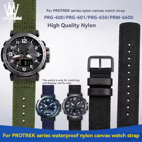 For Casio PROTREK Series PRG-601 PRG-600 PRG-650 PRW-6600Y GA2200 Breathable Nylon Canvas Strap 24mm
