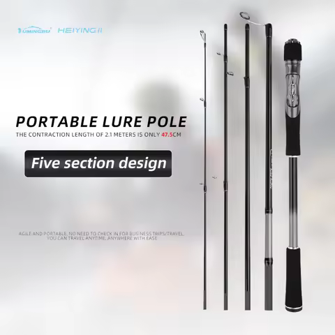 Single Rod, Five-Section Portable Fishing Rod for Travel and Lure Fishing, Medium Hardness Mh, Strai
