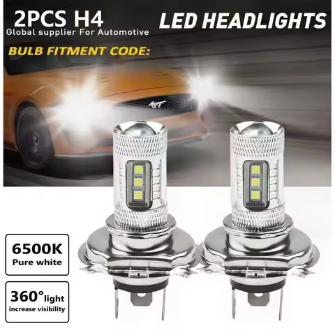 2 Pack H4 Ultra White LED Headlights 6500K High-Intensity LED 80W, 12V-24V, 80W, LED Headlight, 2 Pa