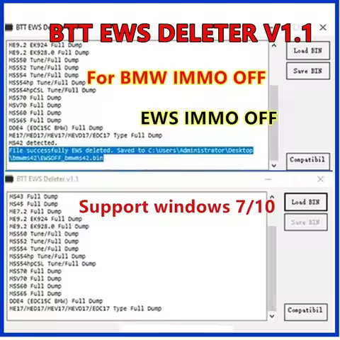 BTT EWS DELETER V1.1 for BMW IMMO OFF Support MS41 MS42 MS43 MS45 ME7.2 ME9.2 MSS54 ME17/MED17/MEV17