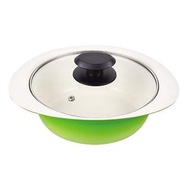 PEARL 雙柄鍋 帶玻璃蓋 綠色 陶瓷加工 IH 兼容（議價免問）18cm