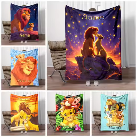 Customized Name Personalized Blanket Disney The Lion King Children Warm Soft Blankets Home Travel an