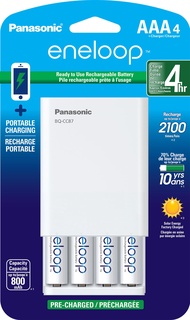 Panasonic K-KJ87M3A4BA Individual Battery Charger with Portable Charging Technology and 4AAA eneloop