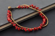 珊瑚石腳鐲編織串珠腳踝手鐲波希米亞部落種族