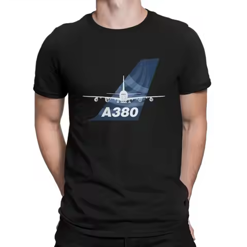 A380 Men's T Shirts Airbus Vintage Tee Shirt Short Sleeve Round Collar T-Shirt Cotton Printed Tops