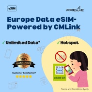 Unlimited Europe 41 eSIM 1GB/2GB Daily or 5GB-6GB total for 5-30 Days Data Roaming | QR Code via Ema