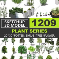 SketchUp | 3D Model Plant, Shrub, Tree, Flower set 1209 for home interior design software | Exclusiv