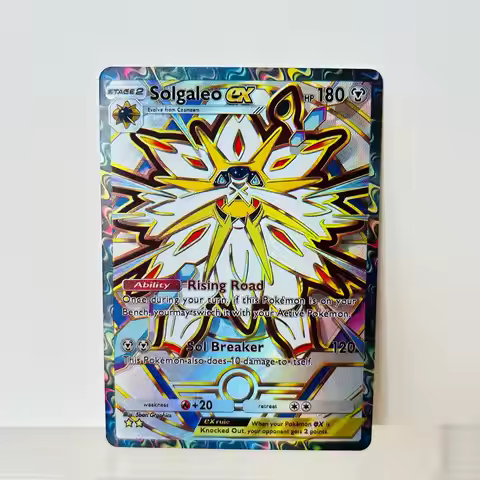 Pokémon Solgaleo ex English Card Holographic Foil Texture DIY Premium Anime Collection Card