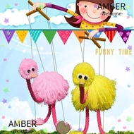 AMBER Wooden Ostrich Marionette, Hand Puppet Stuffed Ostrich Ostrich Puppet Stuffed, Soft Animals Plush Toy String Puppet Kids