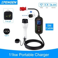 IPENGEN 11KW 16A EV Portable Charger Type2 IEC62196-2 EVSE Charging Box Electric Vehicle PHEV Cars C