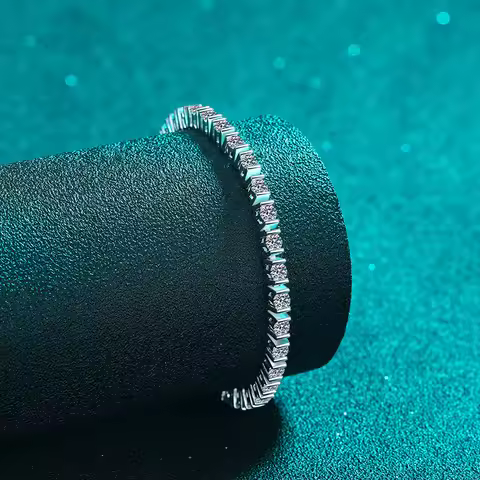 Women's PT950 Platinum Bracelet, 18cm Single 10 Points 3.9 Carat, Hip-Hop Luxury Style Full Diamond 
