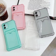 Shockproof Airbag iphone case For iPhone 11 12 Pro Max 12 Mini 12 Pro 11 Pro Max with card holder Transparent Silicon TPU Cover