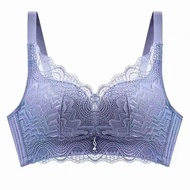 Bra 4 Hook Wireless Push Up 32-40 AB/C Cup Floral Lace Solf Thick Sponge Baju Dalam Wanita Push Up T