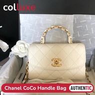 CHANEL Mini CoCo Handle Wrinkled Sheepskin Chain Shoulder Bag with Gold Buckle