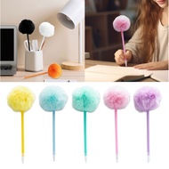 X* 5Pcs Furry Pom Ballpoint Pen for Student Game Reward Funny Ballpoint Pen for Writing Journaling O
