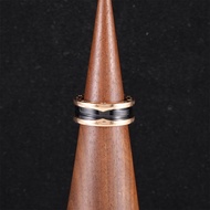 BVLGARI(寶格麗) B.ZERO1 彈簧戒指 三圈 18K玫瑰金/黑陶瓷 53 玫瑰金