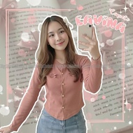 Lavina Cardigan Knit Coquette Ribbon Long Sleeve LD 88Cm