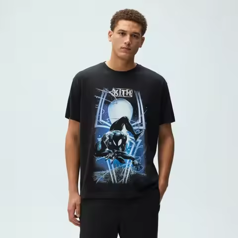 KITH 2026 Spring/Summer Marvel Spider-Man Symbiote T-shirt, Marvel Spider-Man pure cotton short-slee